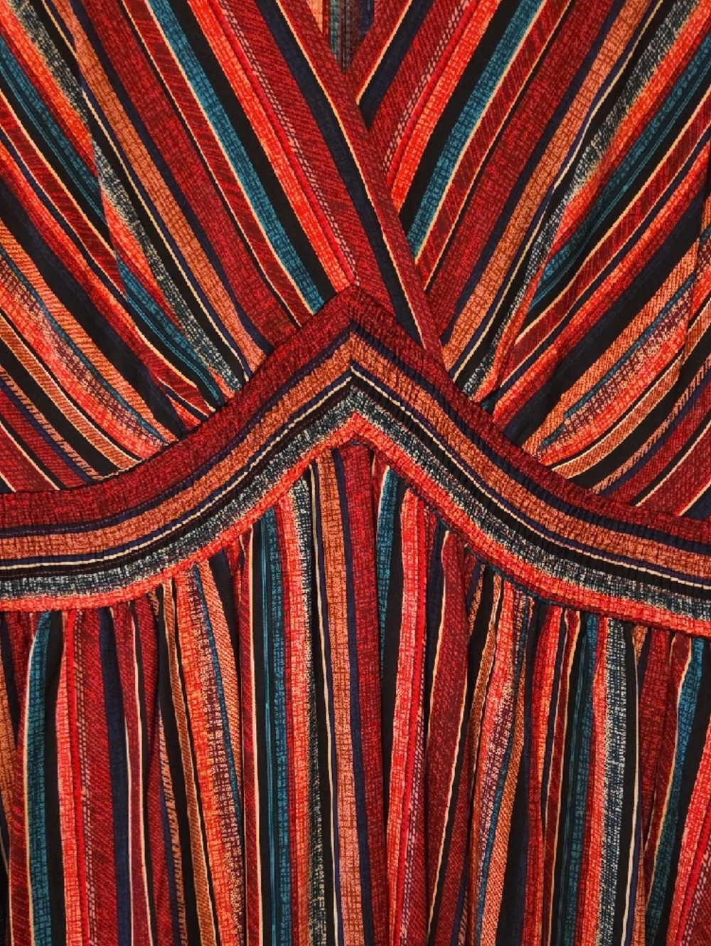 BloomChic Multicolor Striped V-Neck Maxi Dress - Picture 4 of 5